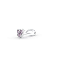 14K Cubic Zirconia Heart Curved Nose Ring - 20G