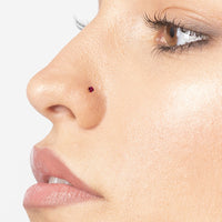 14K Red Crystal Curved Nose Ring - 20G