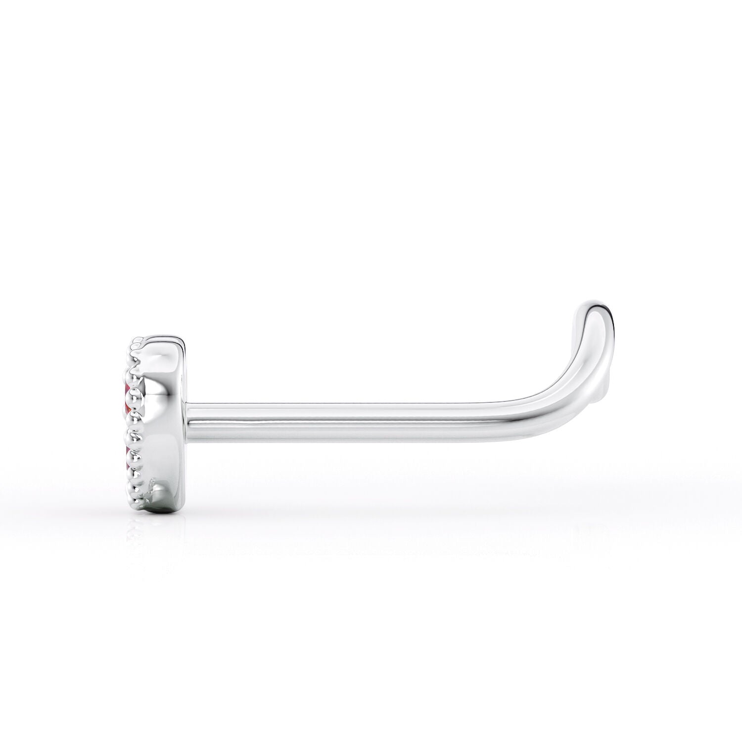 14K Cubic Zirconia Heart Curved Nose Ring - 20G