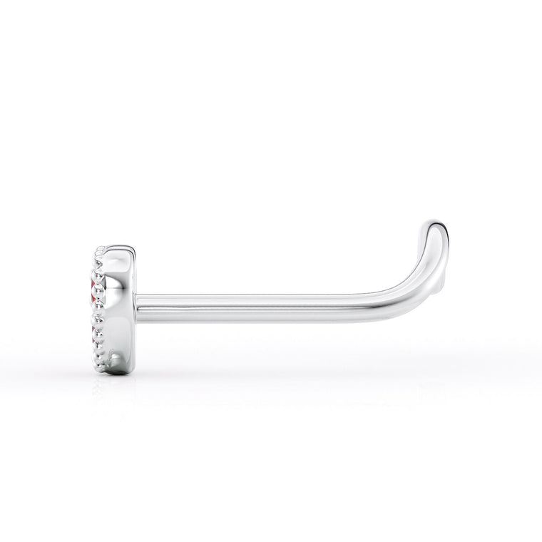 14K Cubic Zirconia Heart Curved Nose Ring - 20G