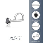 14K Screw Black Diamond Nose Ring - 20G