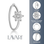 14K Gold 0.07 Carat Lab Grown Diamond Nose Hoop - 20G