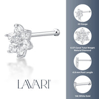 20 G (0.8 mm) Lab Grown Diamond Straight-Stud Nose Ring in 14K Gold