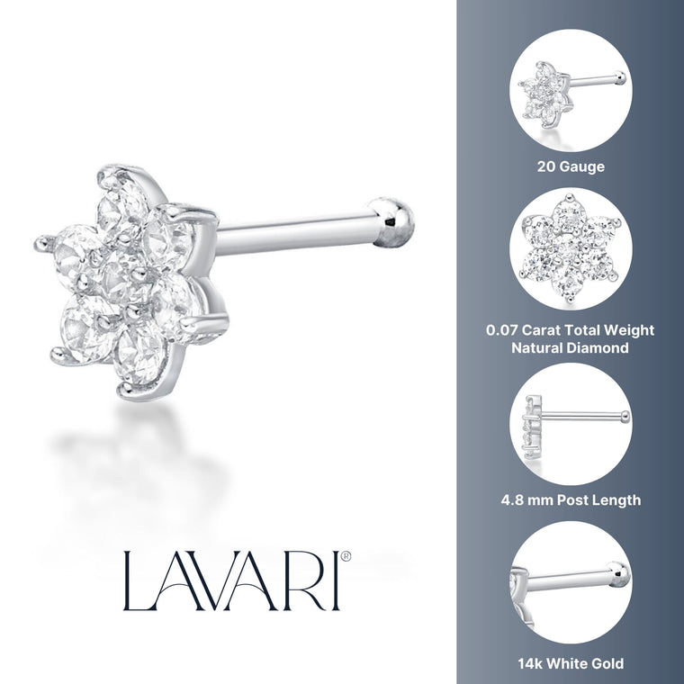 20 G (0.8 mm) Lab Grown Diamond Straight-Stud Nose Ring in 14K Gold