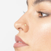 14K Heart Curved Nose Ring - 20G