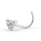 14K Cubic Zirconia Heart Curved Nose Ring - 20G