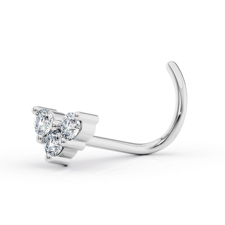 14K Cubic Zirconia Heart Curved Nose Ring - 20G