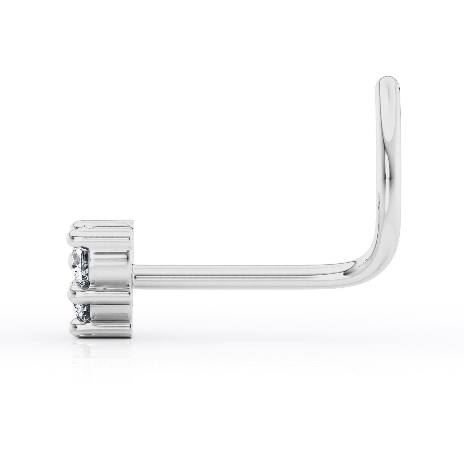 14K Cubic Zirconia Heart Curved Nose Ring - 20G