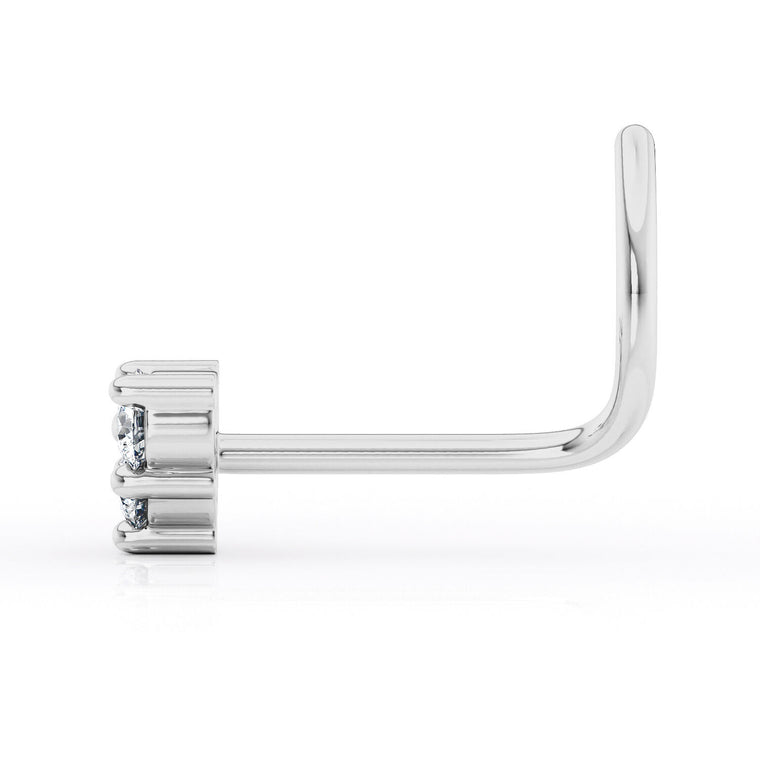 14K Cubic Zirconia Heart Curved Nose Ring - 20G