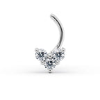 14K Cubic Zirconia Heart Curved Nose Ring - 20G