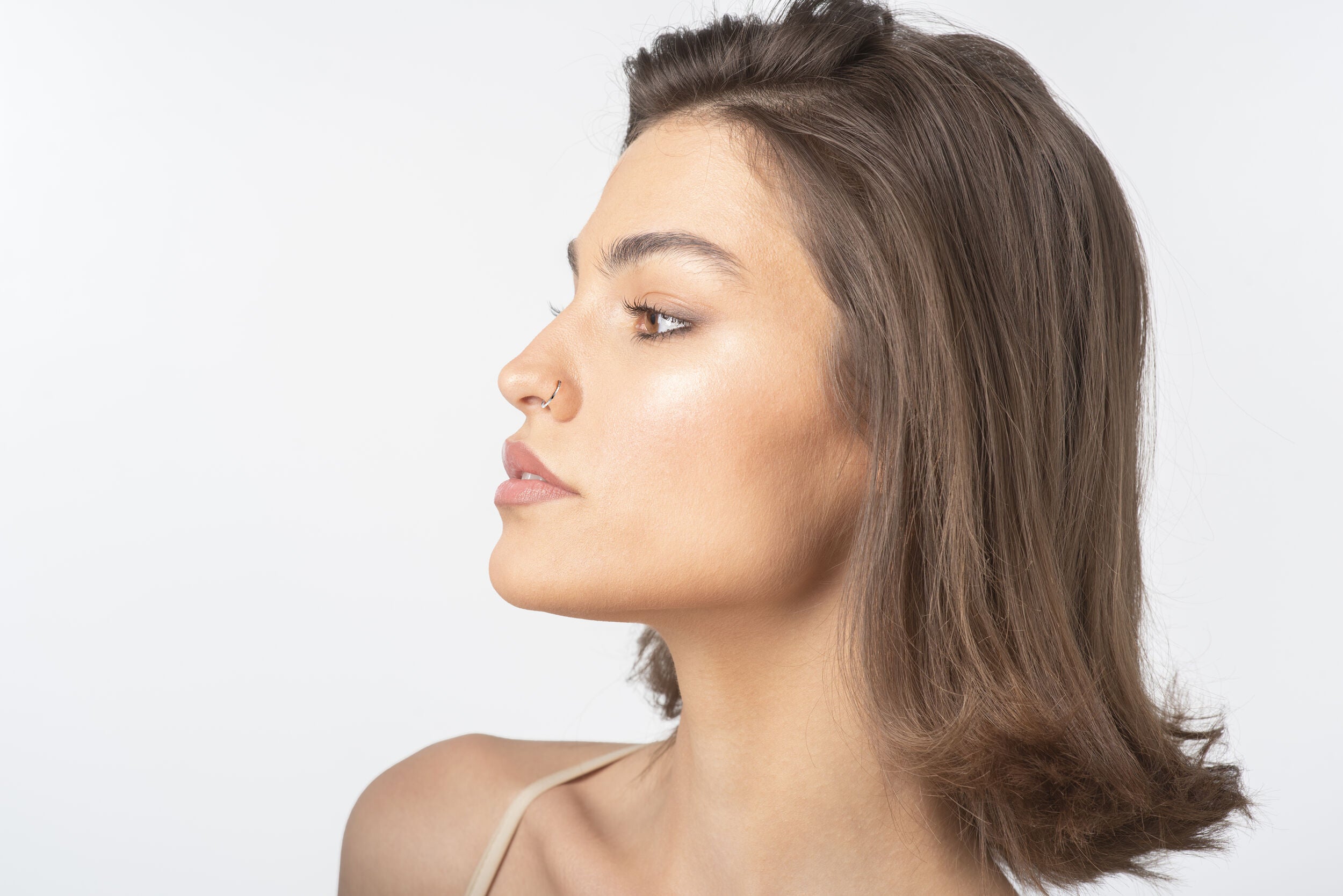 14K Ribbed Nose Hoop - 20G