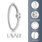 14K Gold 0.01 Carat Lab Grown Diamond Nose Hoop - 20G
