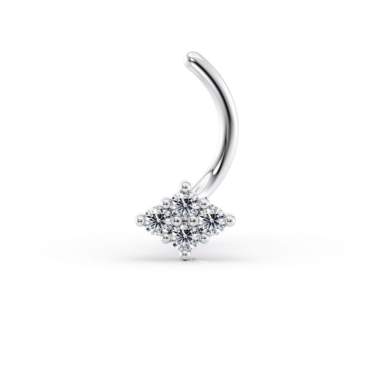 14K Cubic Zirconia Curved Nose Ring - 20G