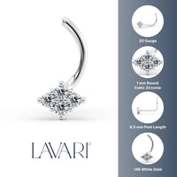14K Cubic Zirconia Curved Nose Ring - 20G