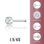 14K Gold Bezel Set Cubic Zirconia Nose Stud - 22G