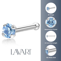 14K White Gold Swarovski Nose Stud - 20G