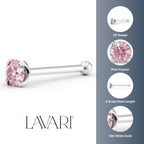 14K White Gold Swarovski Nose Stud - 20G