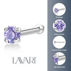 14K White Gold Swarovski Nose Stud - 20G
