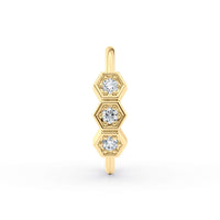 14K Gold Hexagon 0.025 Carat Lab Grown Diamond Nose Hoop - 20G