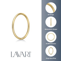 14K Nose Hoop - 20G