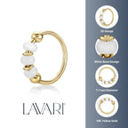 14K Beaded Hoop Nose Ring - 20G