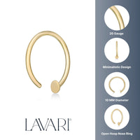 14K Open Hoop Nose Ring - 20G