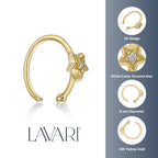 14K Gold Star Nose Hoop - 20G