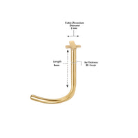14K Crossed Curved Nose Ring - 20G