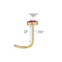 14K Heart Curved Nose Ring - 20G