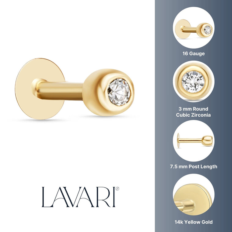 Monroe Style Cubic Zirconia Labret - 16G