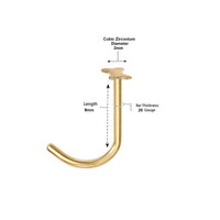 14K Dog Bone Curved Nose Ring - 20G