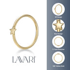 14K Star Hoop Nose Ring - 20G