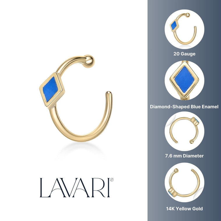 14K Open Hoop Heart Curved Nose Ring - 20G
