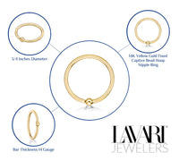 Captive Bead Hoop Nipple Ring - 14G