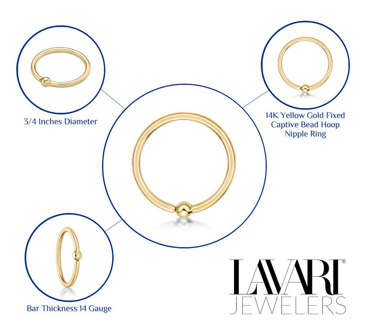 Captive Bead Hoop Nipple Ring - 14G