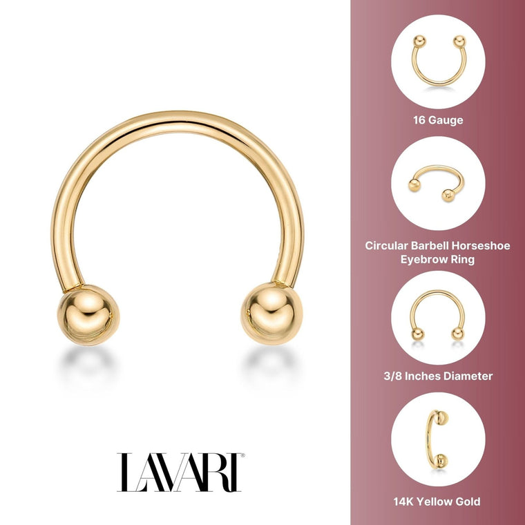 Horseshoe Eyebrow Piercing - 14G -3/8"