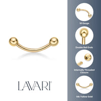 Banana Pin Barbell Eyebrow Piercing - 16G