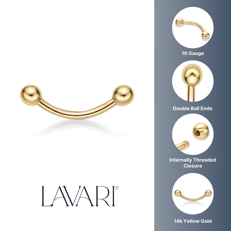 Banana Pin Barbell Eyebrow Piercing - 16G