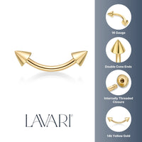 Banana Pin Spiked Eyebrow Piercing - 16G