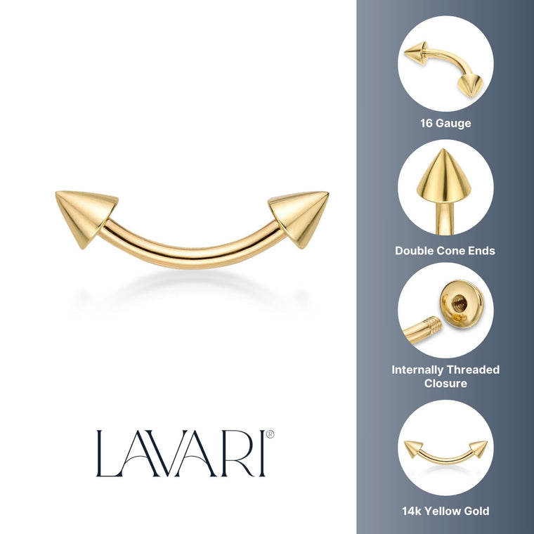 Banana Pin Spiked Eyebrow Piercing - 16G