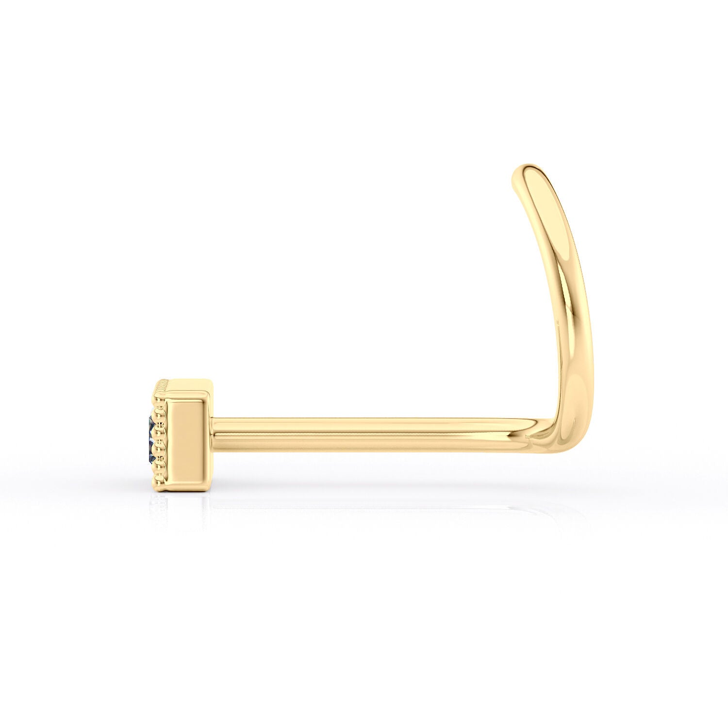 14K Baguette Cubic Zirconia Curved Nose Ring - 20G