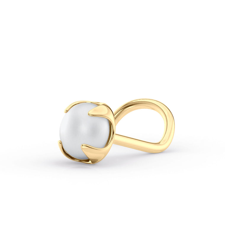 14K Pearl Curved Nose Ring - 20G
