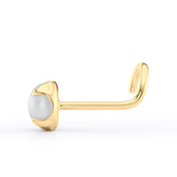 14K Pearl Curved Nose Ring - 20G
