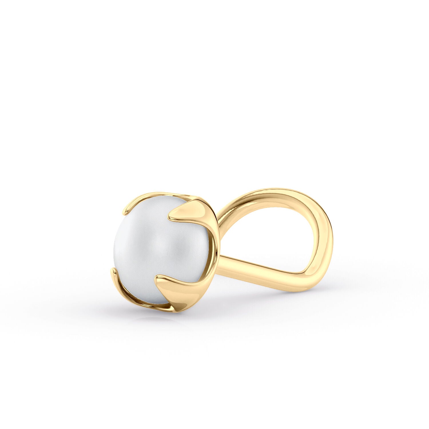 14K Pearl Curved Nose Ring - 20G