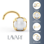 14K Pearl Curved Nose Ring - 20G
