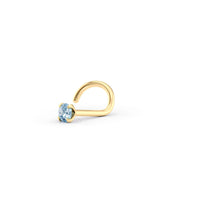 14K Blue Crystal Curved Nose Ring - 20G