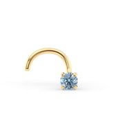 14K Blue Crystal Curved Nose Ring - 20G