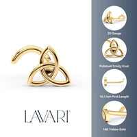 14K Celtic Knot Curved Nose Ring - 20G