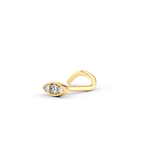14K Evil Eye CZ Screw Nose Ring - 20G