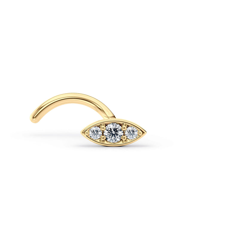 14K Evil Eye CZ Screw Nose Ring - 20G